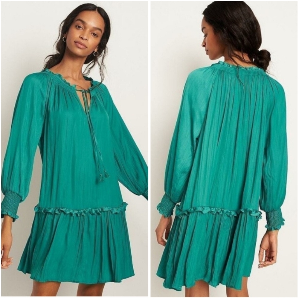 Anthropologie Giulia Mini Swing Dress Green Medium